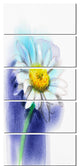 "White Gerbera Daisy in Blue" Flower Canvas Wall Art, 5 Panels, 28"x60"
