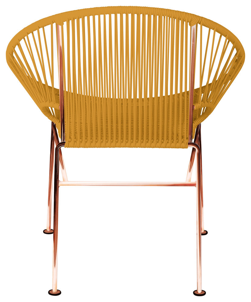 Concha Indoor/Outdoor Handmade Dining Chair, Caramel Weave, Copper Frame