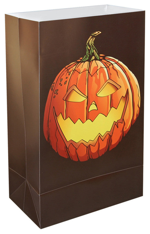 Plastic Luminaria Bags, Jack O' Lantern, Set of 12