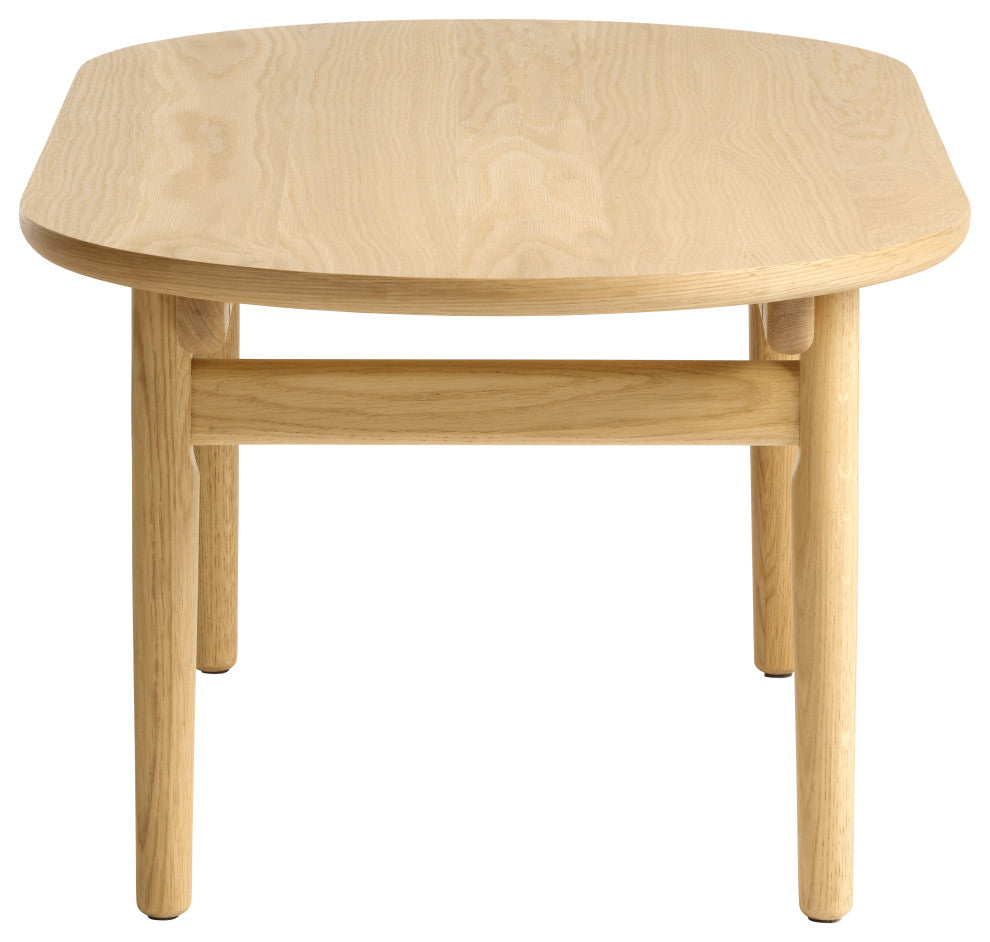 Mid-Century Modern Oval Coffee Table, Natural Oak