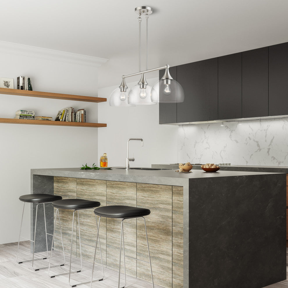 3 Light Brushed Nickel Linear Chandelier