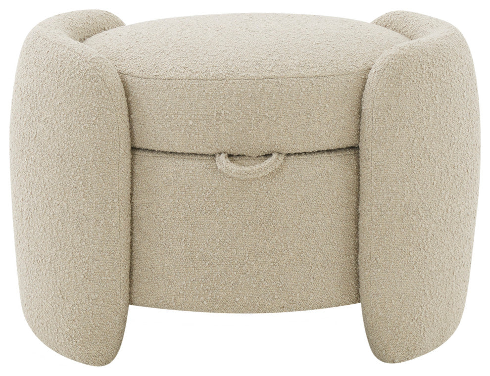 Safavieh Couture Danianna Boucle Ottoman, Oatmeal