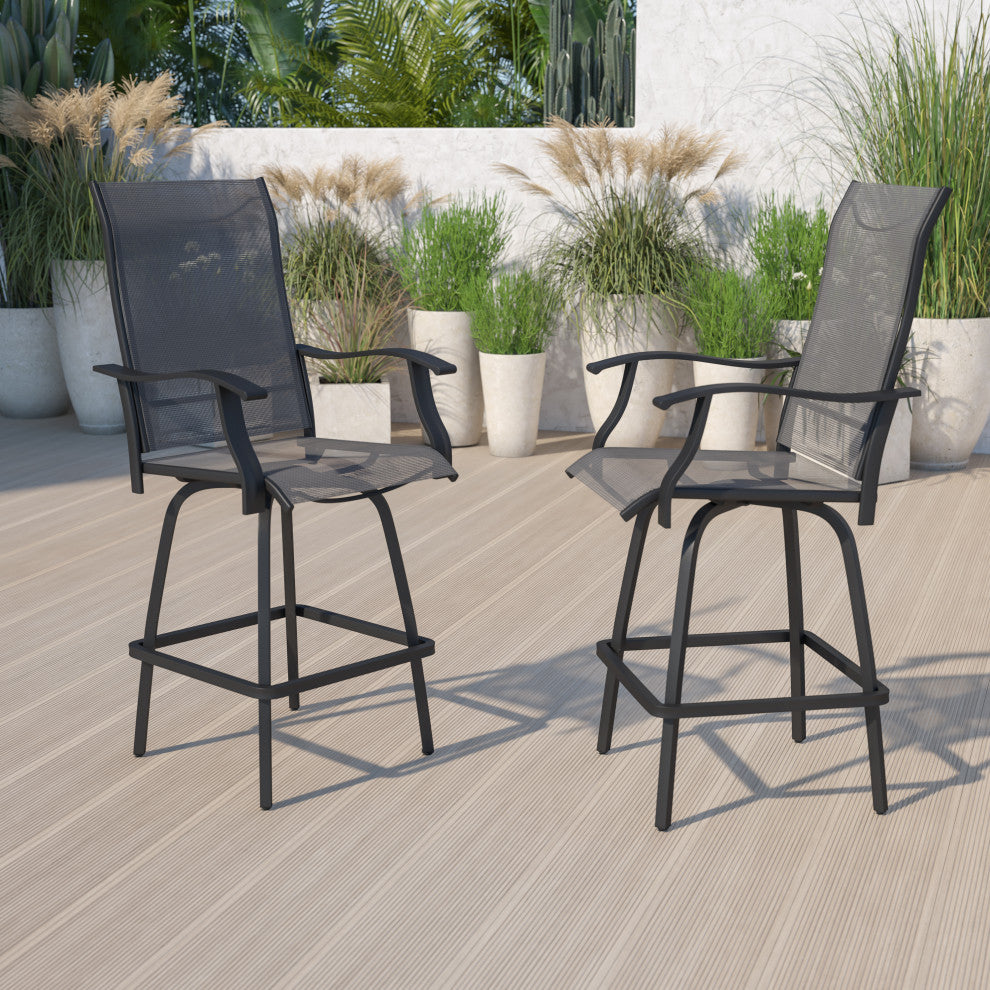 Outdoor Stool - 30 inch Patio Bar Stool / Garden Chair (Set of 2), Gray