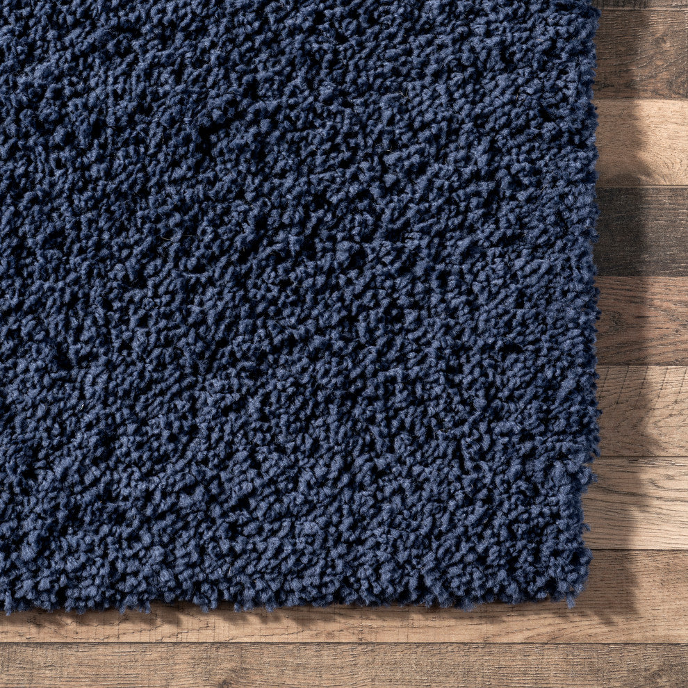 Nuloom Cozy Soft and Plush Solid Easy Shag Area Rug, Navy 4'x6'