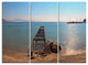 "Old Pier at Panoramic View" Wooden Metal Wall Art, 3 Panels, 36"x28"