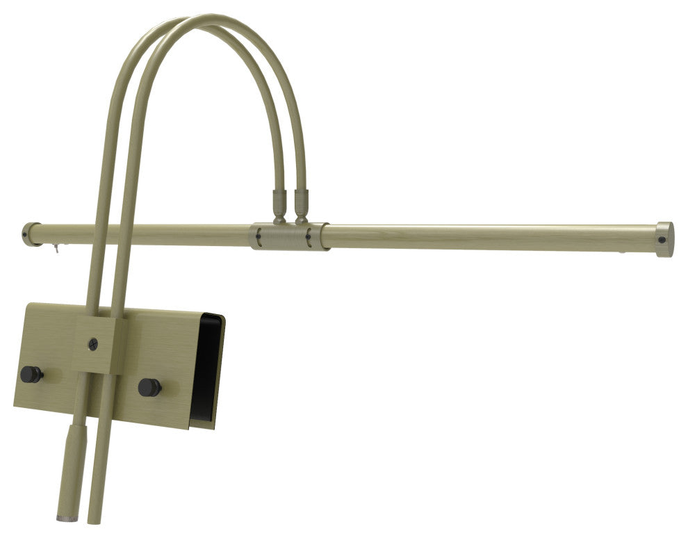 22" LED Grand Piano Lamp, Black and Brass, Antique Brass