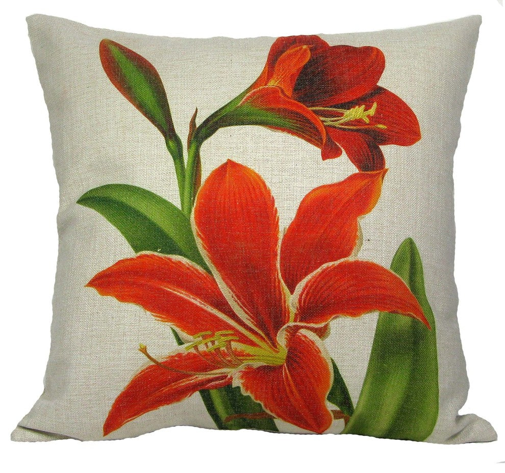 Amaryllis Throw Pillow Case, Without Insert