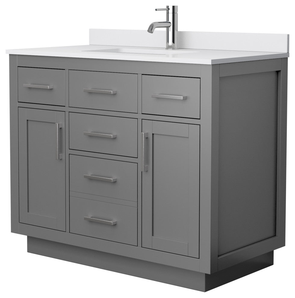 Beckett TK 42" Dark Gray Single Vanity,  Cultured Top, Nickel Trim