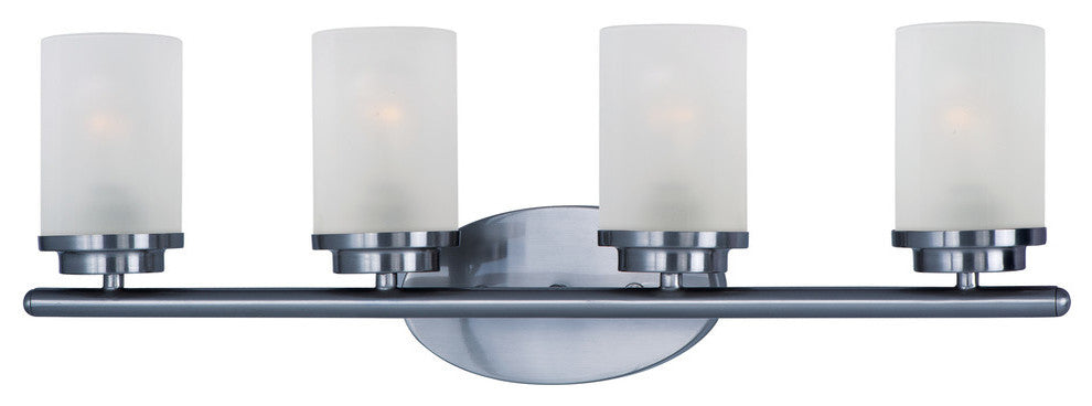 Corona 4-Light Bath Vanity, Polished Chrome, Frosted Glass