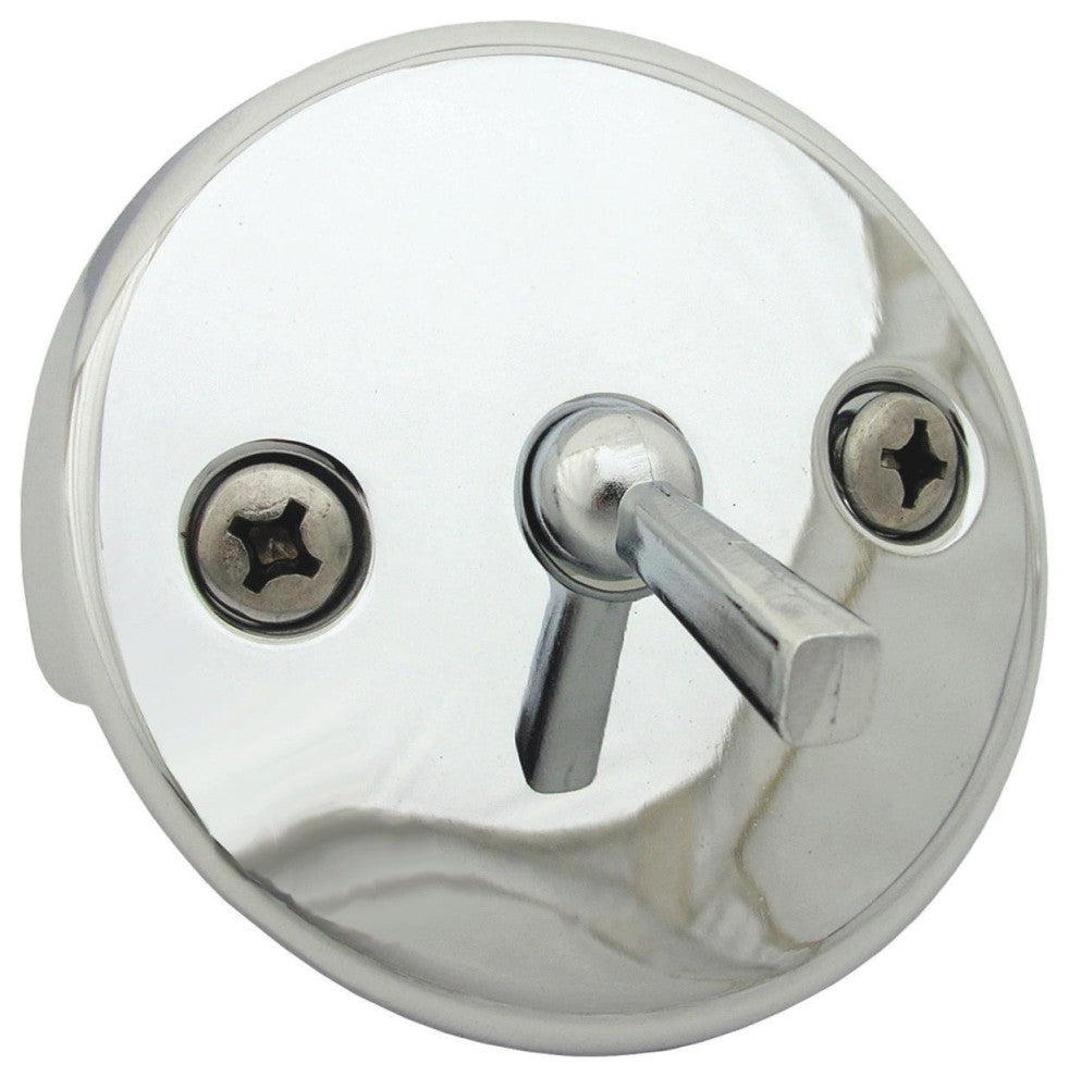 LASCO Bathtub Trip Plate & Lever - Polished Brass Finish, Overflow Face Plate With Screws For Bathroom Remodel
