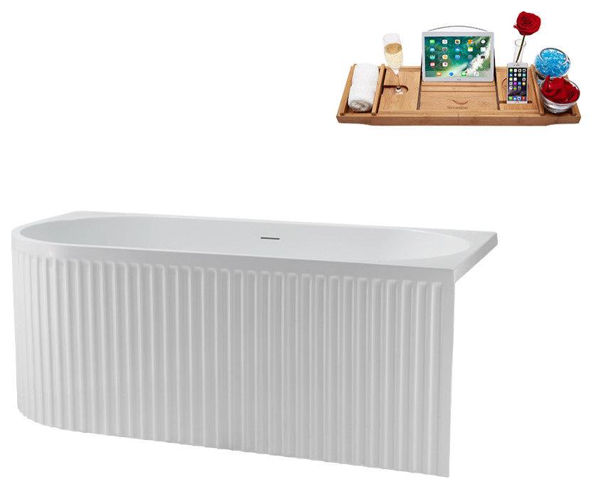 59" Streamline Bathtub and Tray With Drain, Polished Brass