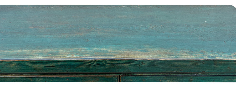 Distressed Dark Teal Blue Green Doors Credenza Sideboard Console Table Hws4386