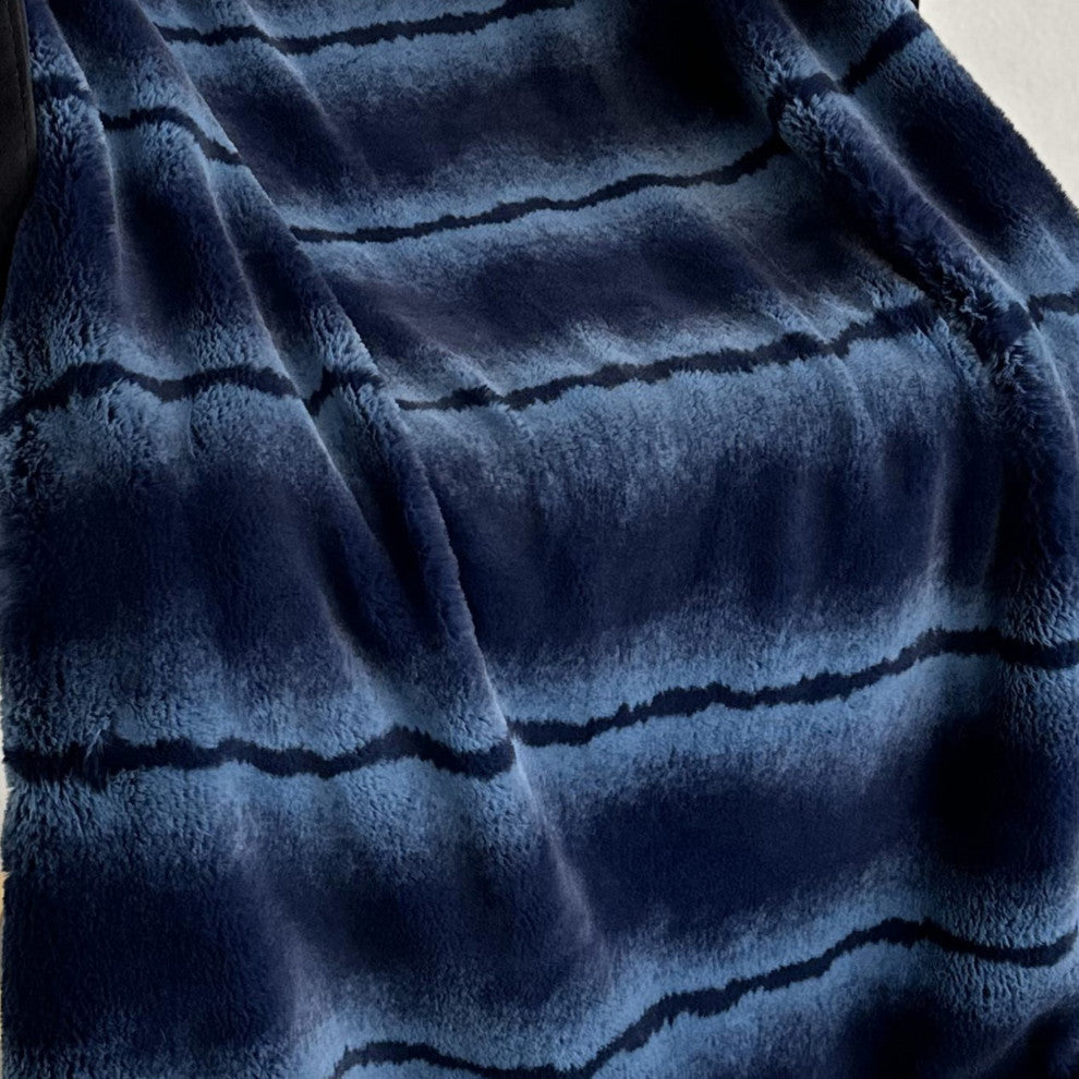 Plutus Blue Fluffy Fields Faux Fur Throw Blanket, 70"L x 90"W Twin