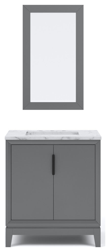 Elizabeth 30" Single Sink Carrara White Marble Vanity, Cashmere Gray