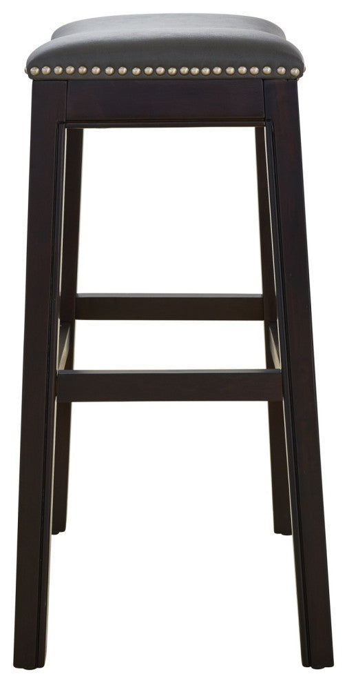 New Ridge Home Goods Julian Counter Height Barstool With Grey Faux Leather Seat