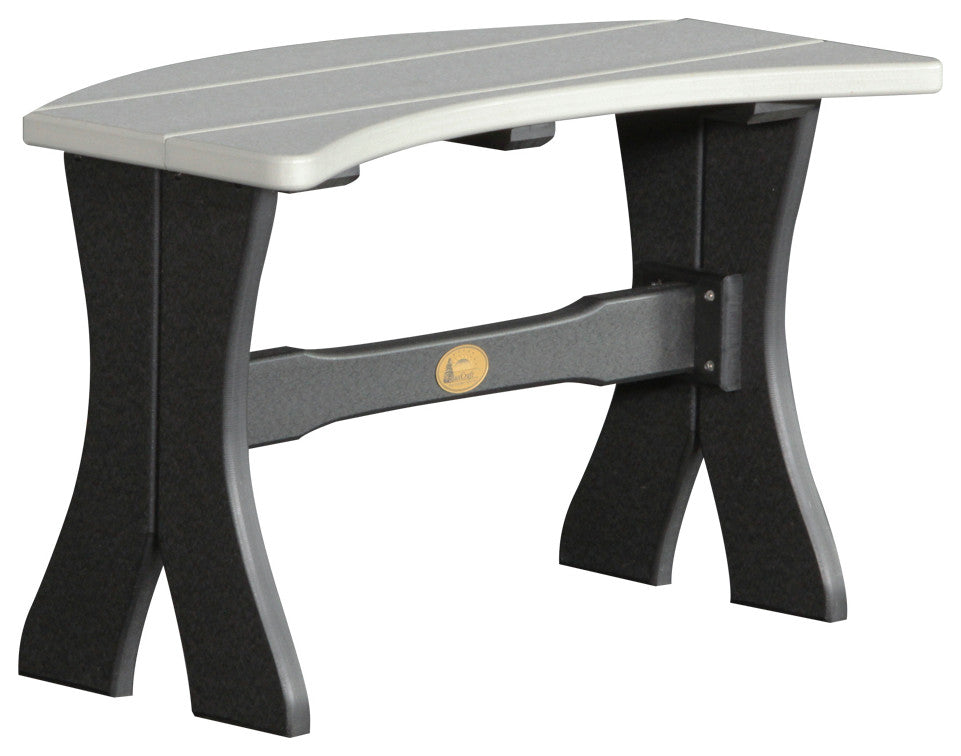 Poly Curved Table Bench, Dove Gray & Black, 28 Inch
