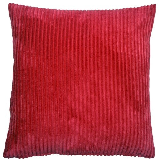 Pillow Decor - Wide Wale Corduroy 18 x 18 Throw Pillows, Red