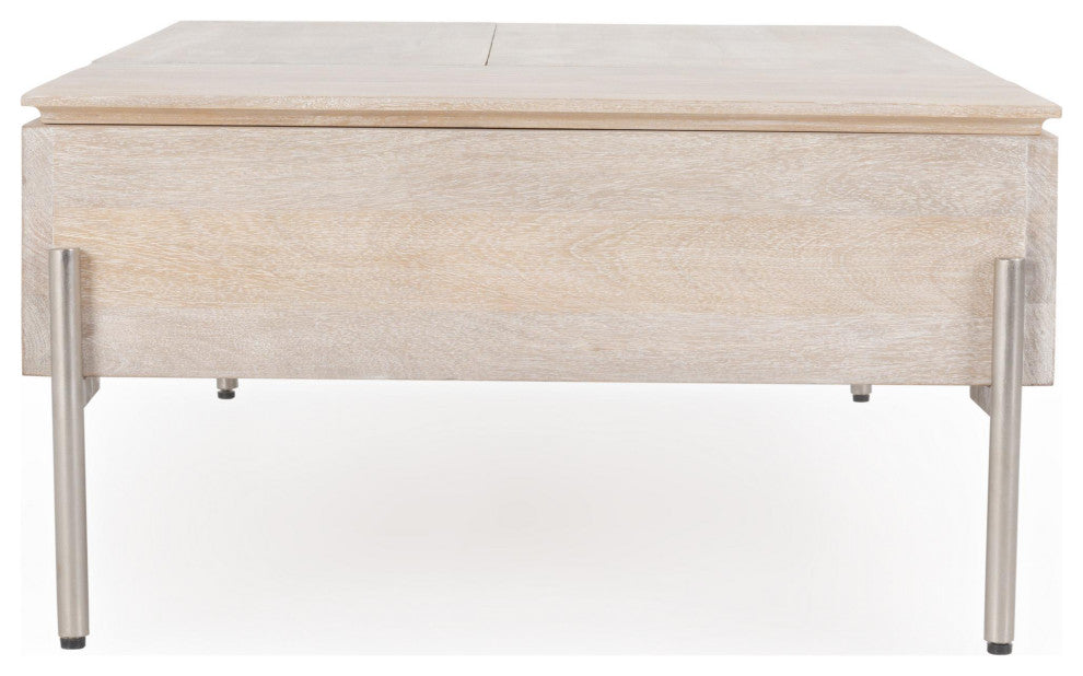Rocklin Mango Wood Lift Top Coffee Table, White