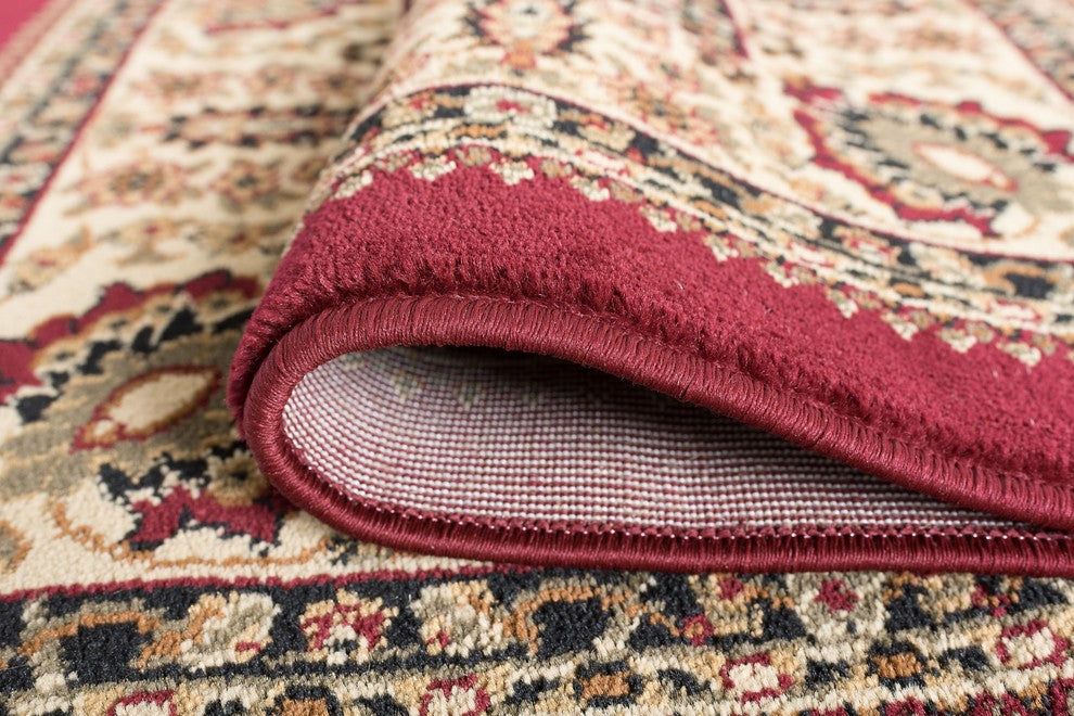 Fiona Traditional Oriental Red Round Area Rug, 8' Round