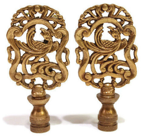 Pair Of Brass Phoenix Finial