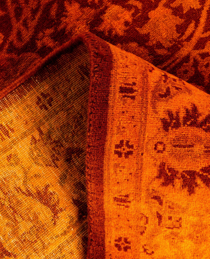Overdyed One-of-a-Kind Hand-Knotted Area Rug Orange, 3' 2" x 4' 10"
