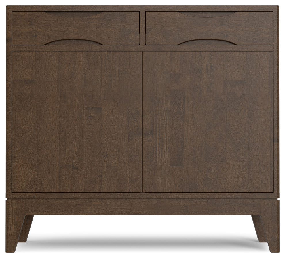 Harper Solid Hardwood Entryway Storage Cabinet, Walnut Brown