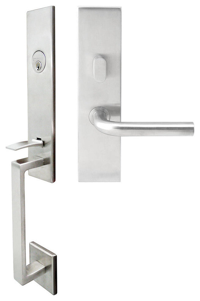Cologne Lever, Mortise Entry Handleset, RHR, Satin Stainless Steel