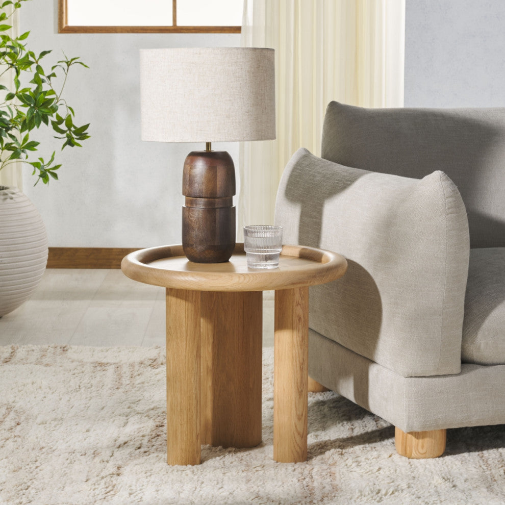 Safavieh Couture Madelynn Round Wood Accent Table, Natural