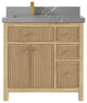 Sonoma Teak 36 Left Offset Bath Vanity in Light  Natural with 2" Piatra Gray