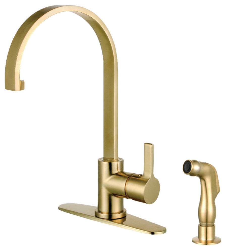 LS8713CTLSP Single-Handle Kitchen Faucet With Side Sprayer, Brushed Brass