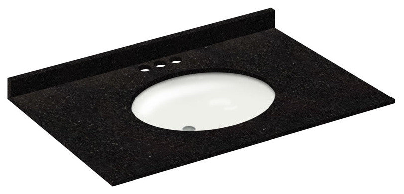 37x22 Absolute Black Granite Vanity Countertops, 4 Faucet Spread