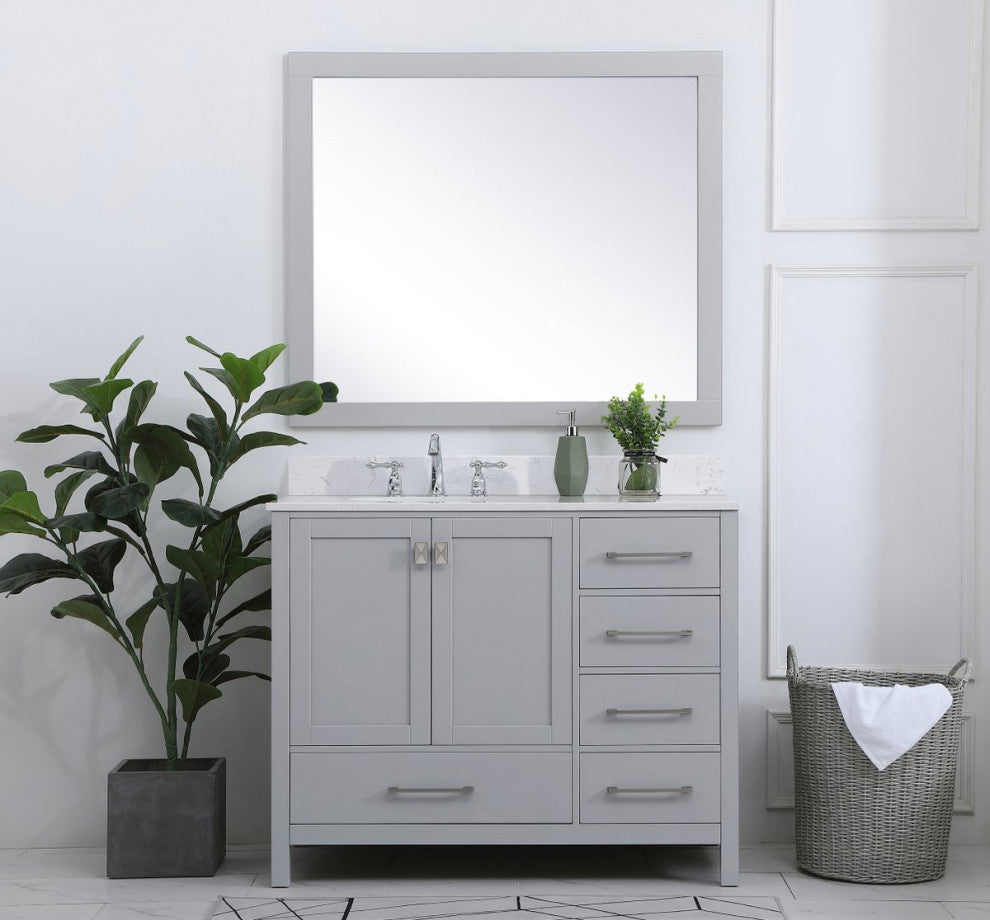 Iris 42" Single Bathroom Vanity, Gray With Backsplash