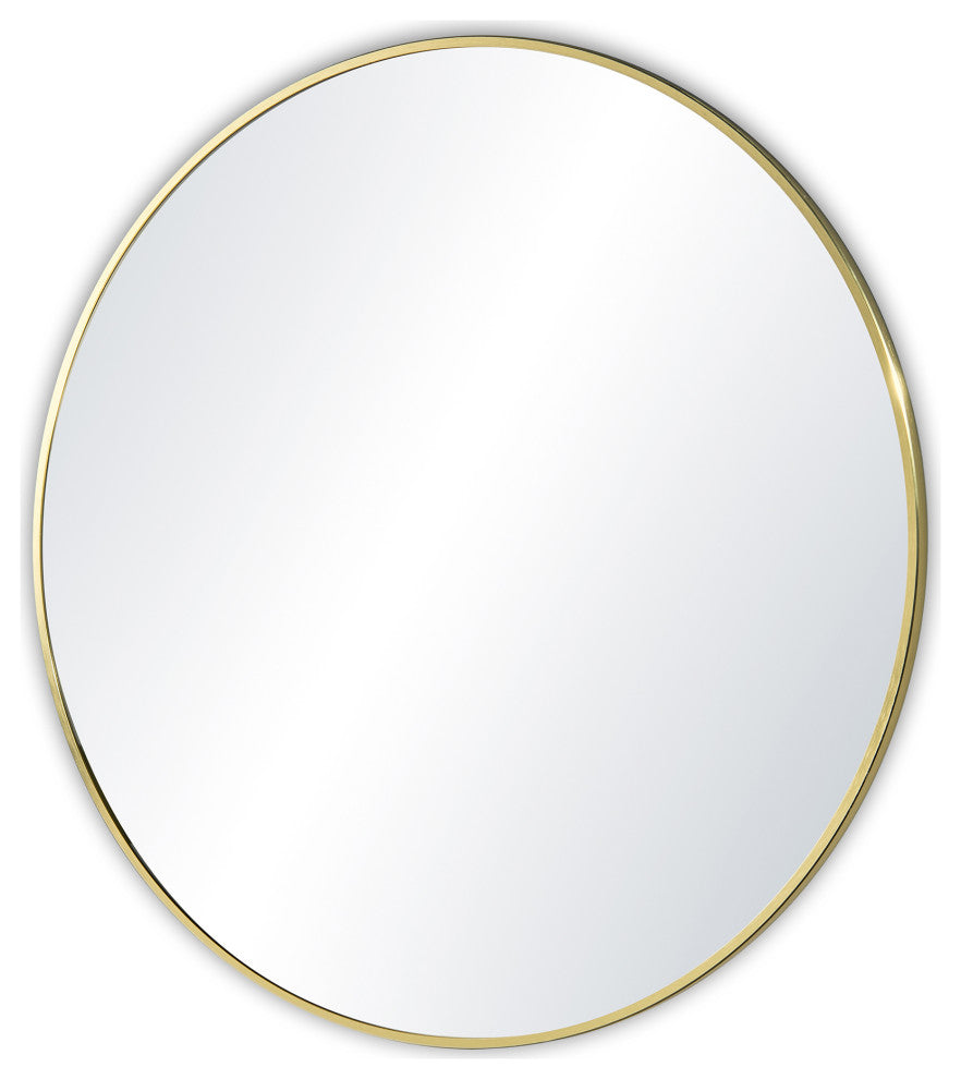 Round Metal Frame Shatterproof Wall Mount Mirror, FM3, Brushed Gold, 24"