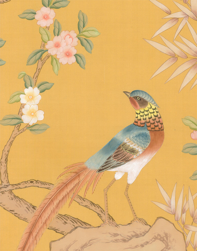 Chinoiserie Wall Mural Rafah, Golden, Sample