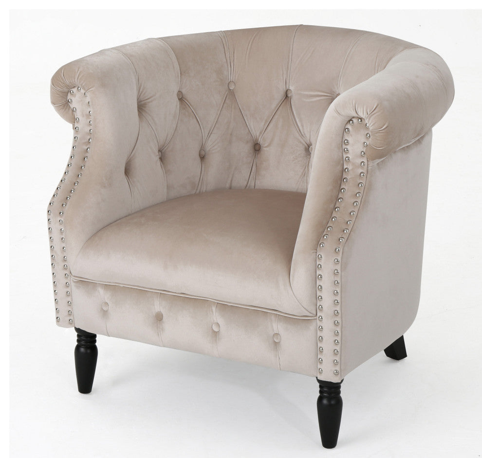 GDF Studio Aries New Velvet Tub Style Club Chair, Champagne