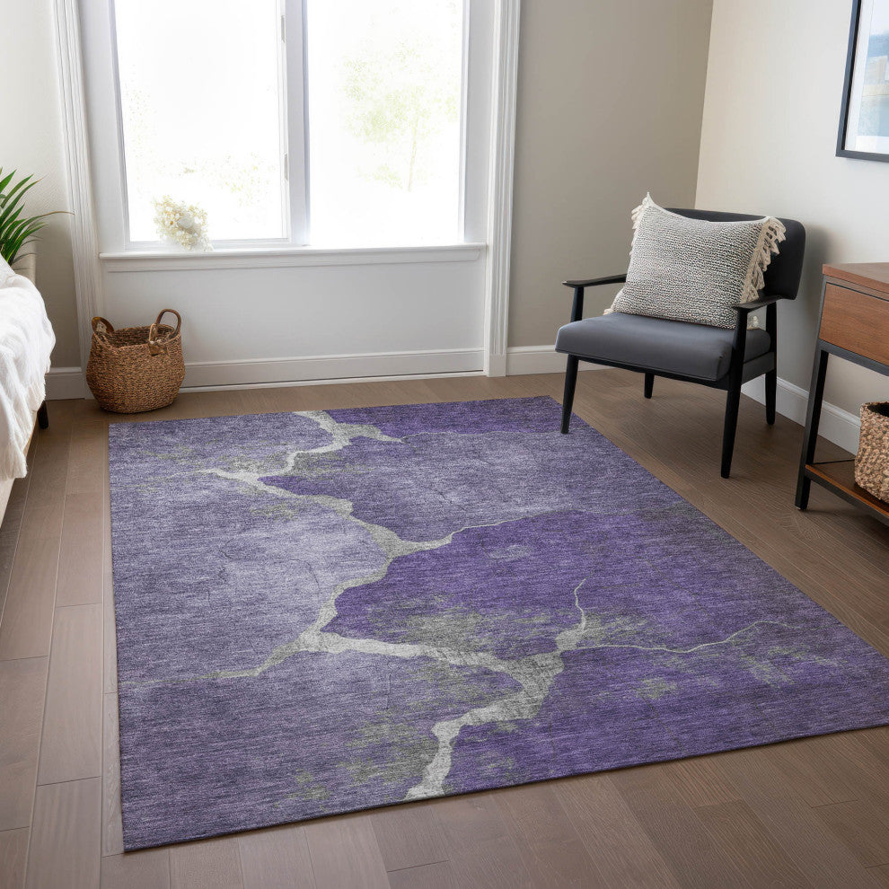 Machine Washable Indoor/Outdoor Chantille ACN1889 Purple 9' x 12' Rug