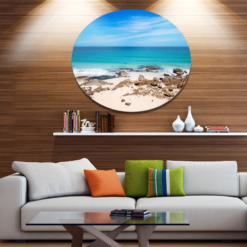 Beach At Samed Island Thailand, Seashore Disc Metal Artwork, 11"