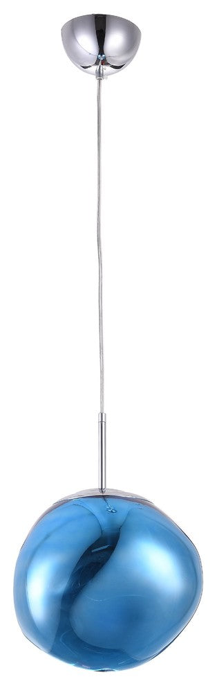 11" Chrome Single Pendant Light, Blue