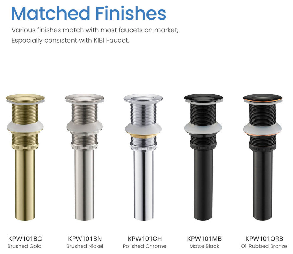 Pop-Up Drain Stopper Without Overflow, Matte Black