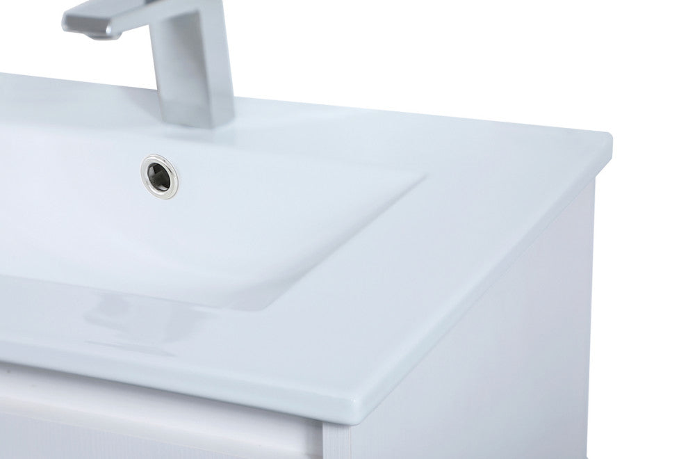 24" Single Bathroom Floating Vanity, White