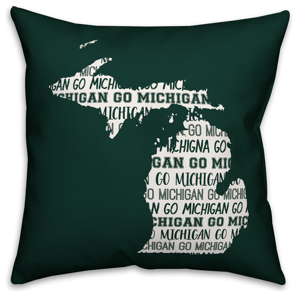Green Michigan Go Team 16x16 Spun Poly Pillow
