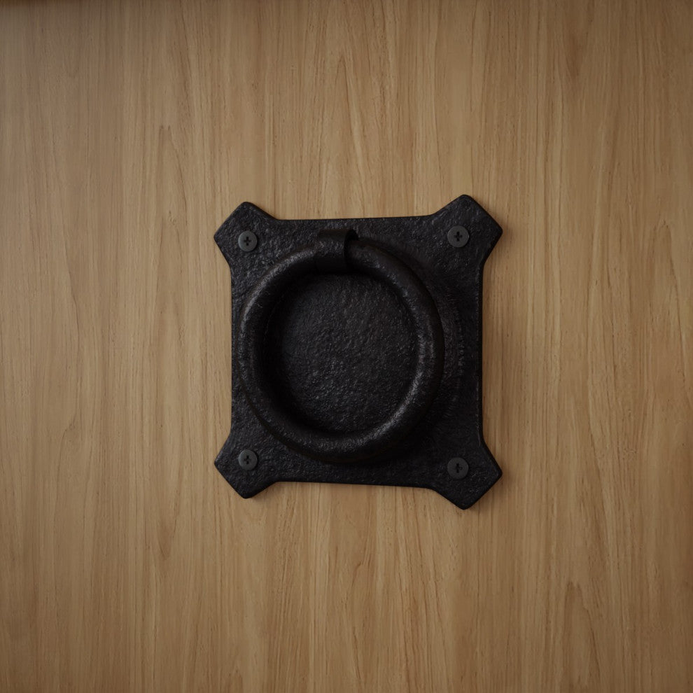 Black Wrought Iron Mission Style Ring Cabinet Pull Swing Handles 2in Set of 4