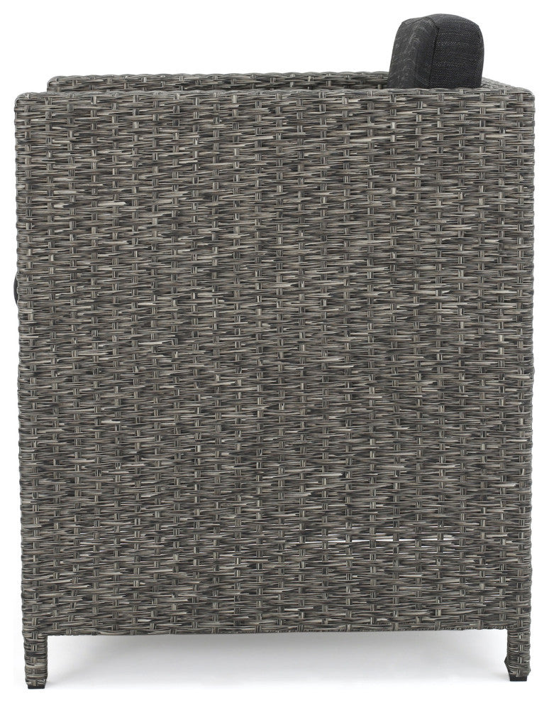 GDF Studio 5-Piece Calella Outdoor Dark Gray Wicker Dining Set