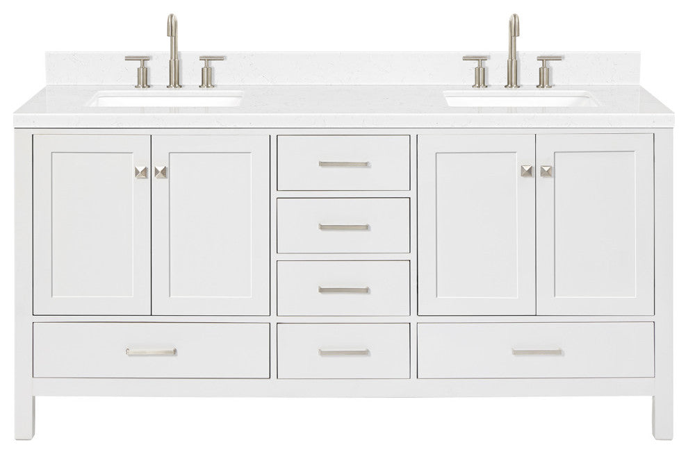 Ariel Cambridge 72" Double Rectangle Sinks Vanity, Carrara Quartz