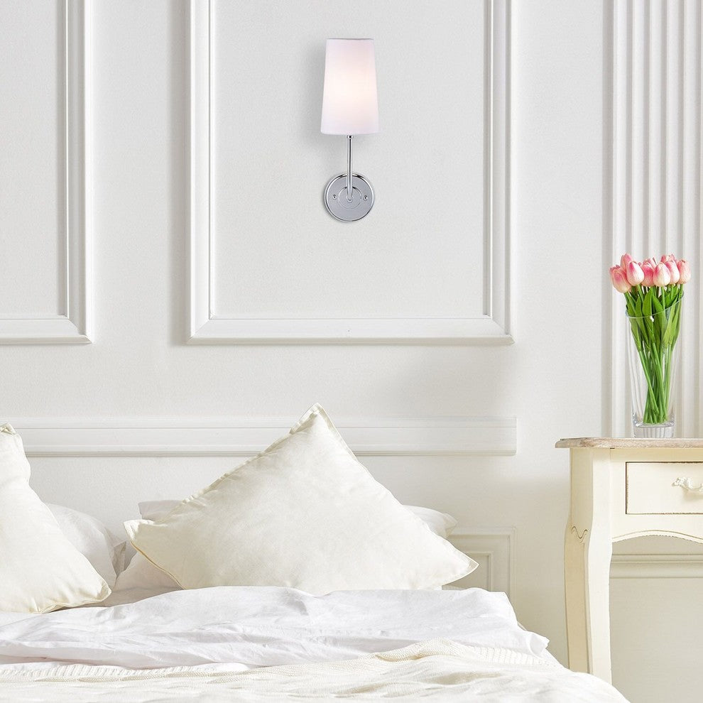 Forma Wall Sconce with Fabric Shade, Polished Chrome