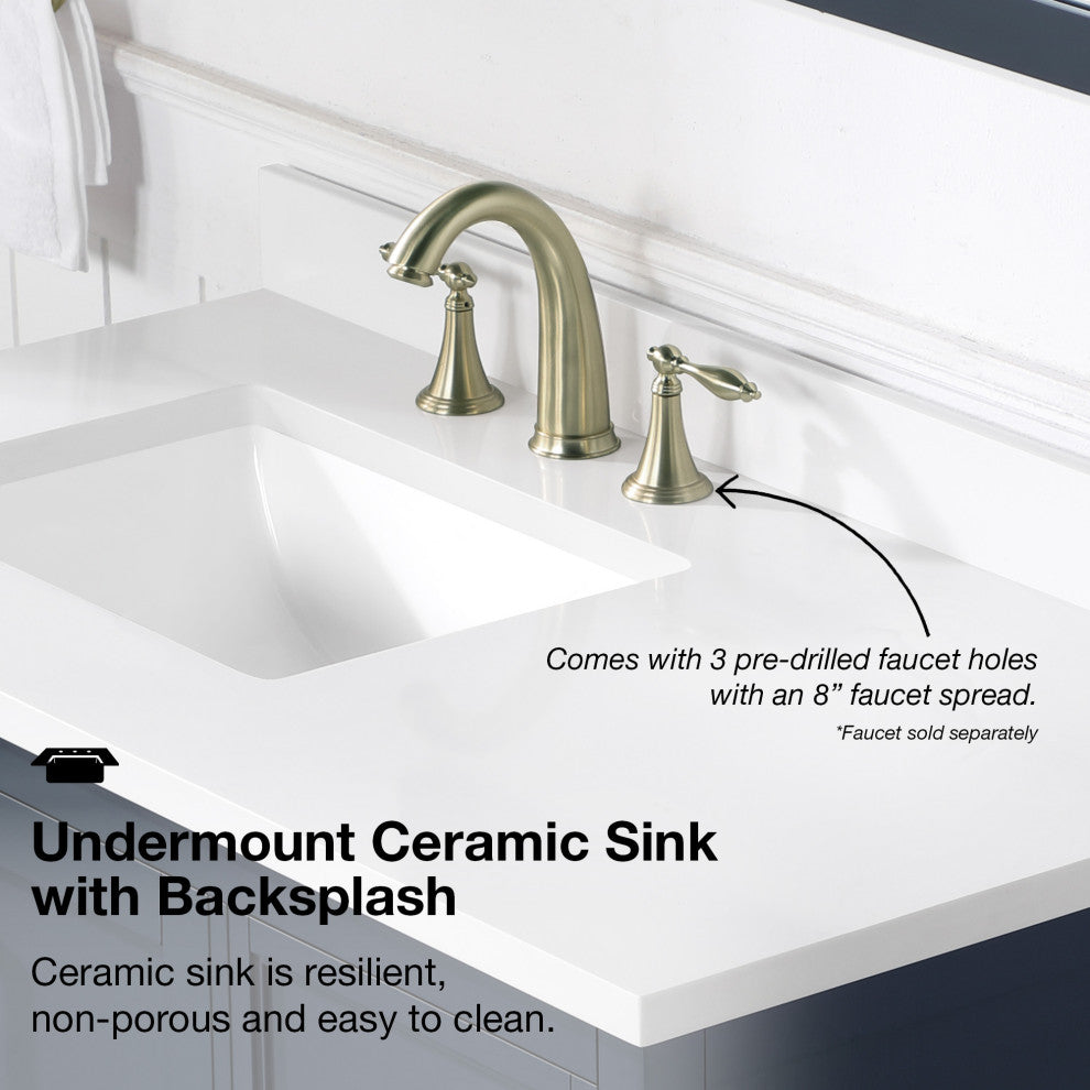 OVE Decors Stanley 42" Vanity, Midnight Blue With Power Bar