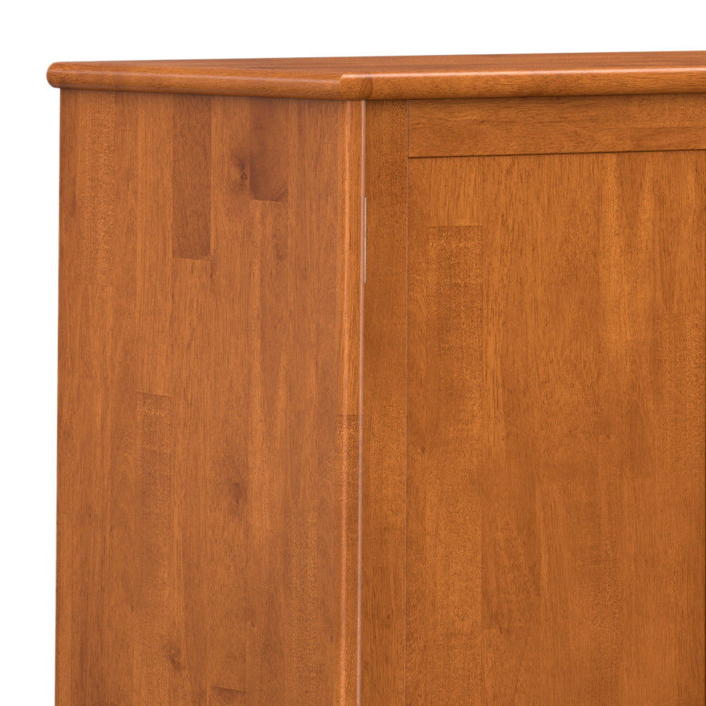 Draper Solid Hardwood Mid Century 4 Door Sideboard Buffet, Teak Brown