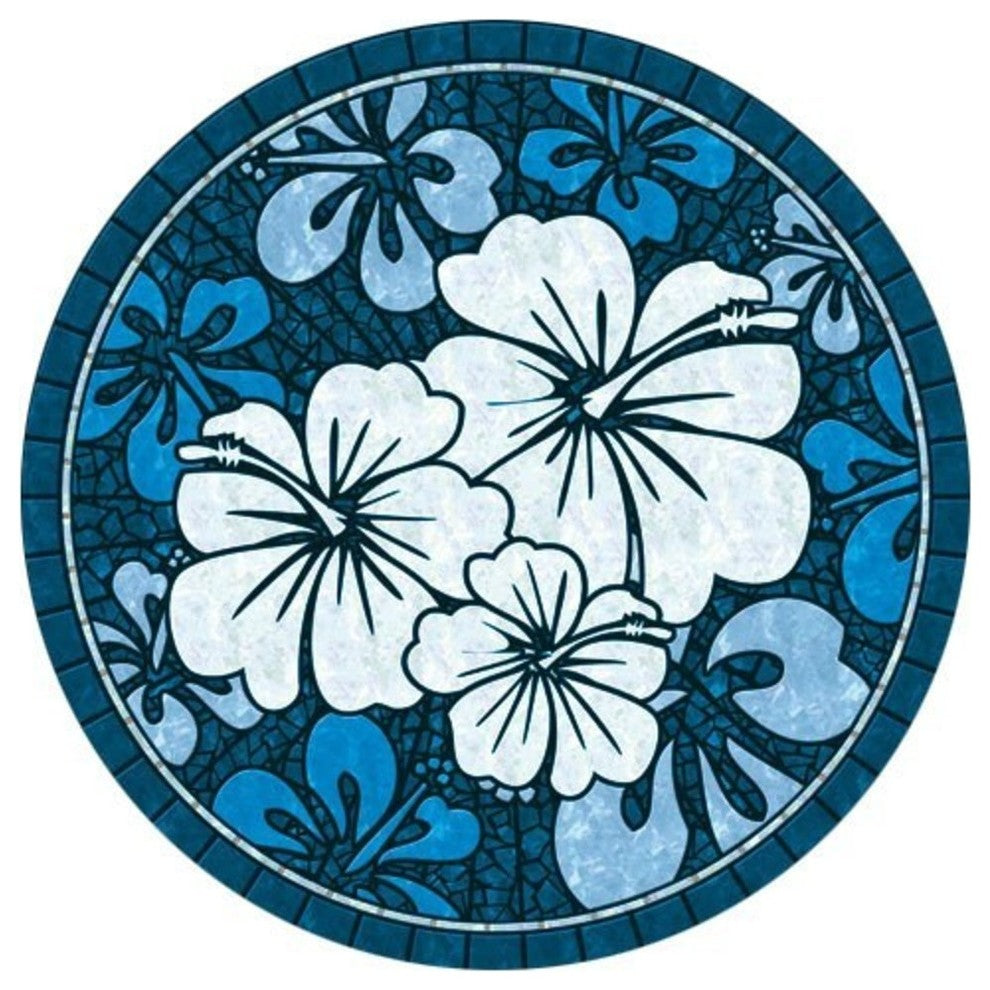 Drop-In Hibiscus Vinyl Swimming Pool Mat, 59" X 59"