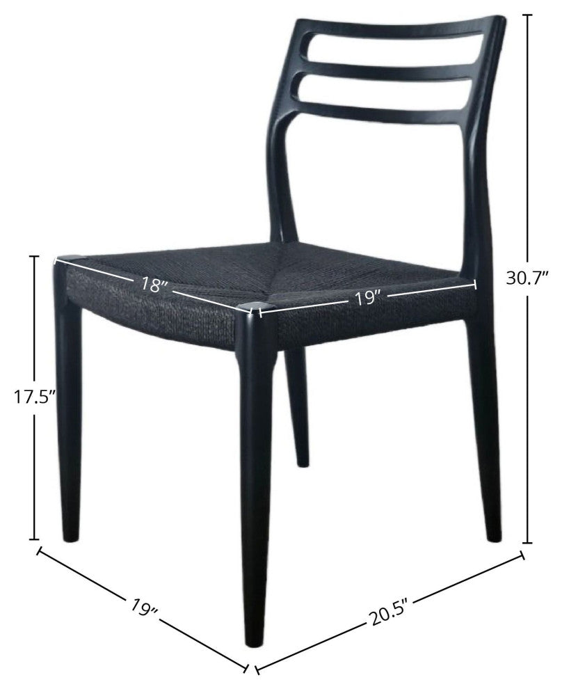 Java Ash Wood Dining Chair, Set of 2, Black