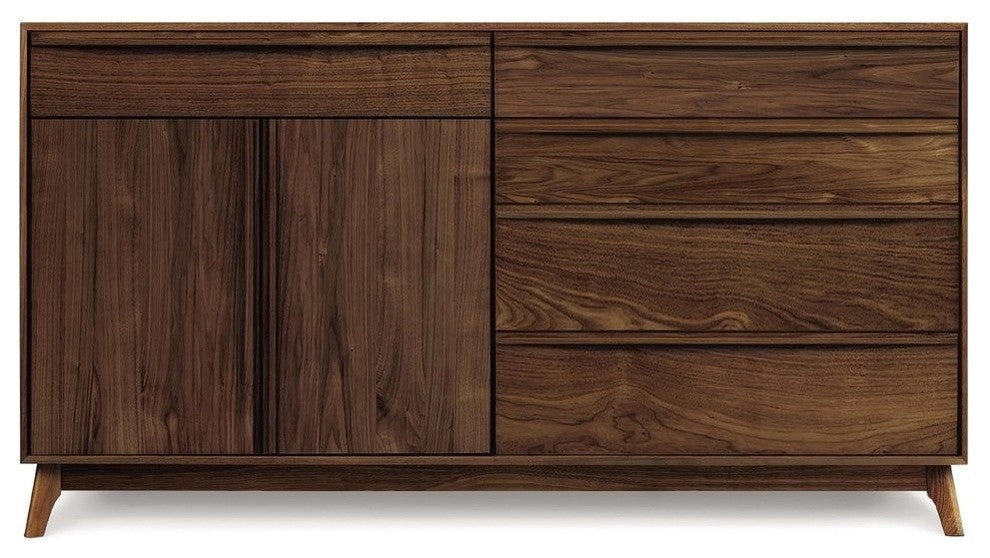 Copeland Catalina 4 Drawers, 1 Drawer, 2 Doors On Left Buffet, Natural Walnut